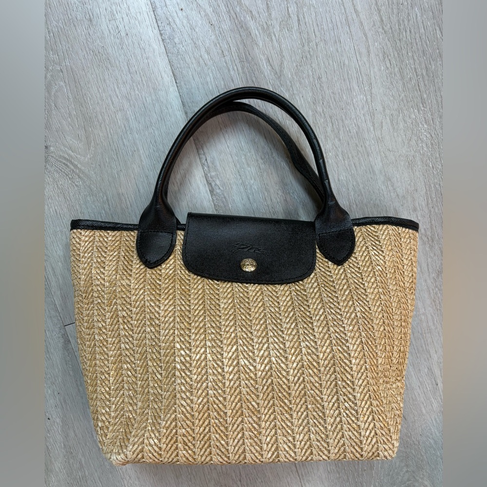 Longchamp Black and Tan Tote Bag